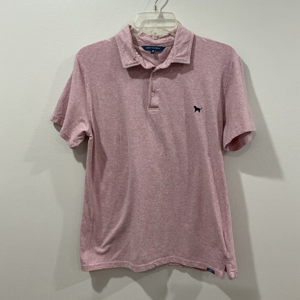 Men's Simply Southern Polo Size Medium‎ Heather Red Preppy Casual Office